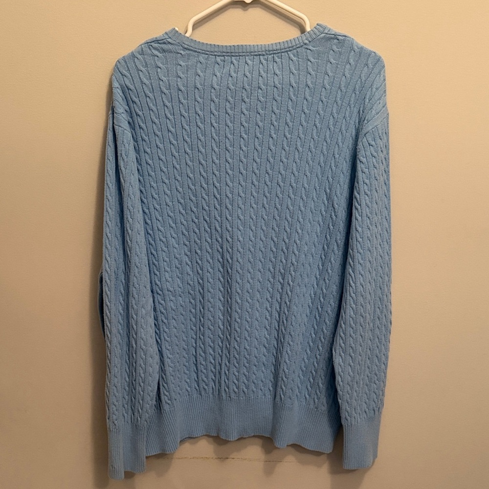Tommy Hilfiger Sky Blue Cable-Knit Button-Front Cardigan. Size 2XL - Picture 5 of 5